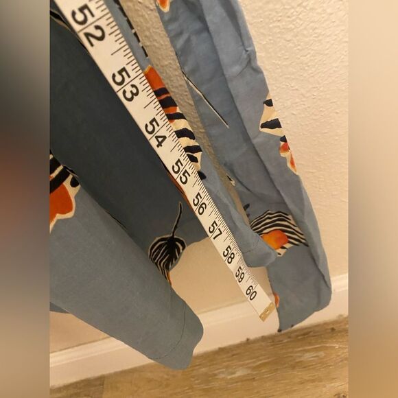 Anthropologie Bel Kazan Blue Floral Evie wide leg jumpsuit l organic cotton L - Picture 5 of 16